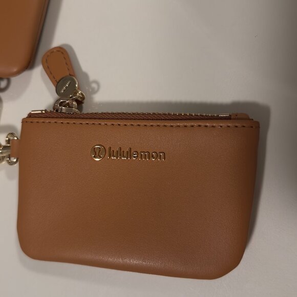 Lululemon Dual Pouch Wristlet, Leather Alternative, Gold & Brown - Picture 3 of 5